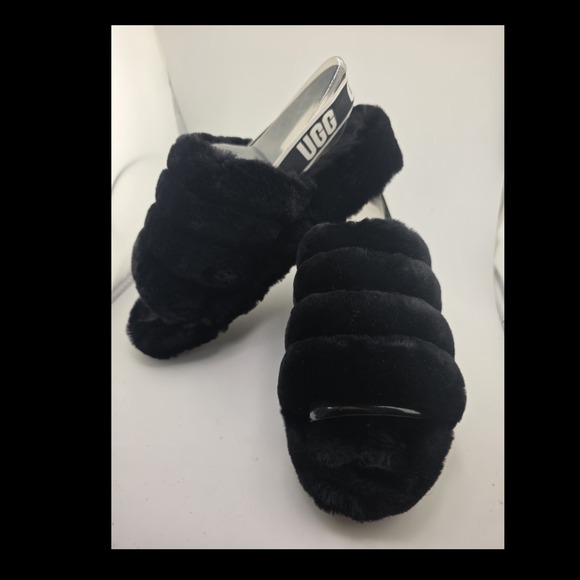 UGG Shoes - UGG Fluff Yeah Slide Black Fur Platform Sandals Women's Size 9 w/ Box
